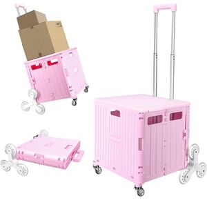 Rolling Storage Cart *STAIR CLIMBING Wheels, Foldable Crate *NEW *